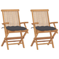 vidaXL Cadeiras de jardim c/ almofadões antracite 2 pcs teca maciça