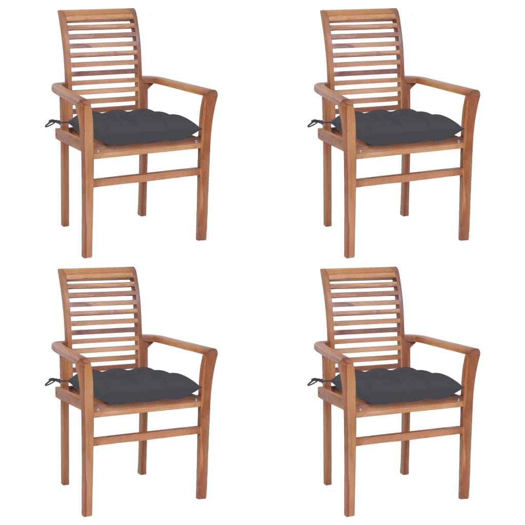 vidaXL Cadeiras de jantar c/ almofadões branco nata 2 pcs teca maciça