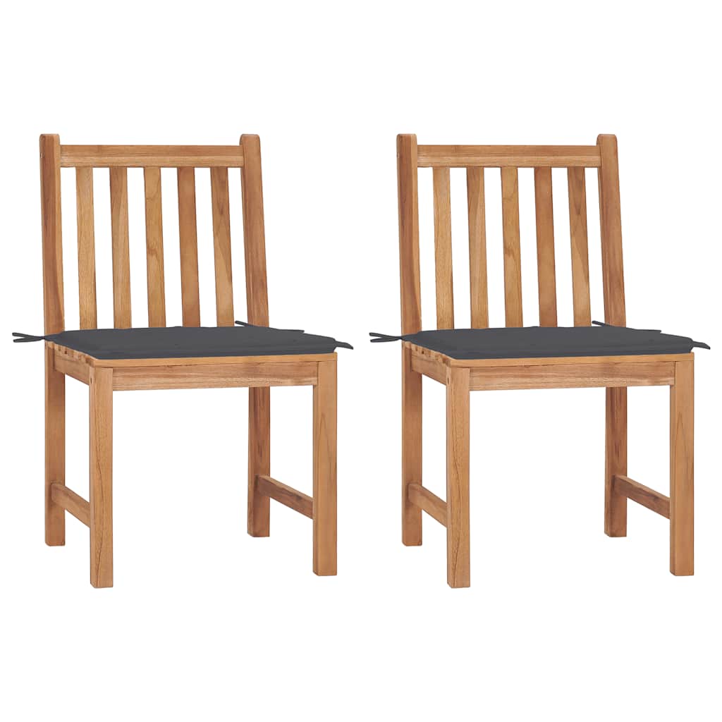 vidaXL Cadeiras de jardim c/ almofadões 2 pcs teca maciça