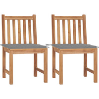 vidaXL Cadeiras de jardim c/ almofadões 2 pcs teca maciça
