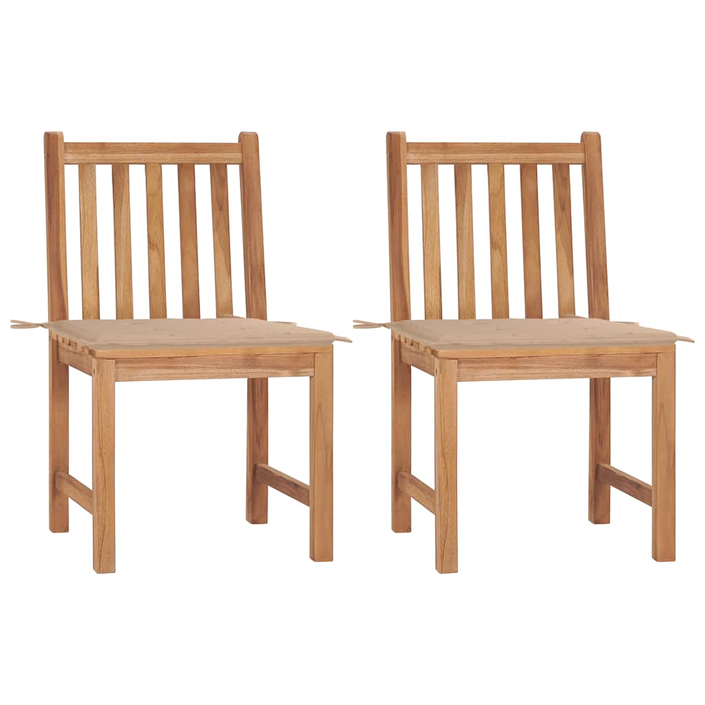 vidaXL Cadeiras de jardim c/ almofadões 2 pcs teca maciça