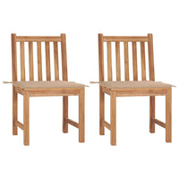 vidaXL Cadeiras de jardim c/ almofadões 2 pcs teca maciça
