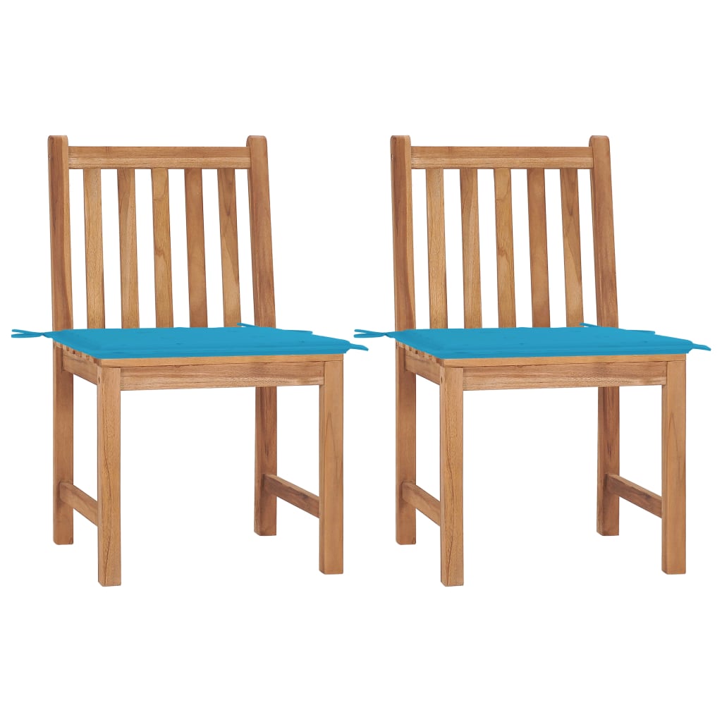 vidaXL Cadeiras de jardim c/ almofadões 2 pcs teca maciça