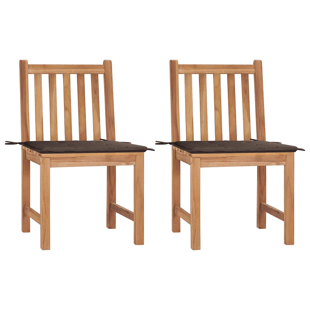 vidaXL Cadeiras de jardim c/ almofadões 2 pcs teca maciça