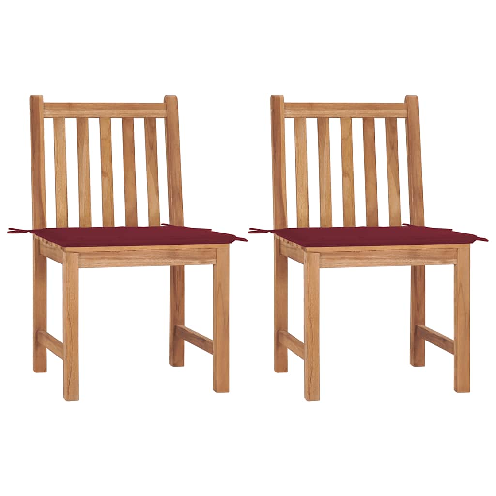 vidaXL Cadeiras de jardim c/ almofadões 2 pcs teca maciça