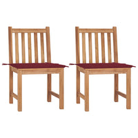 vidaXL Cadeiras de jardim c/ almofadões 2 pcs teca maciça