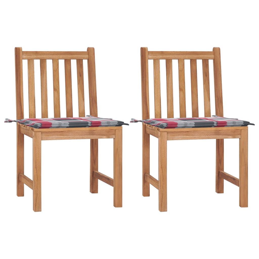 vidaXL Cadeiras de jardim c/ almofadões 2 pcs teca maciça