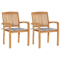 vidaXL Cadeiras de jardim c/ almofadões antracite 2 pcs teca maciça