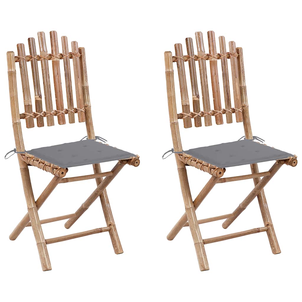 vidaXL Cadeiras de jardim dobráveis c/ almofadões 2 pcs bambu