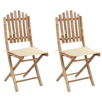 vidaXL Cadeiras de jardim dobráveis c/ almofadões 2 pcs bambu