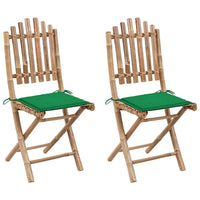 vidaXL Cadeiras de jardim dobráveis c/ almofadões 2 pcs bambu