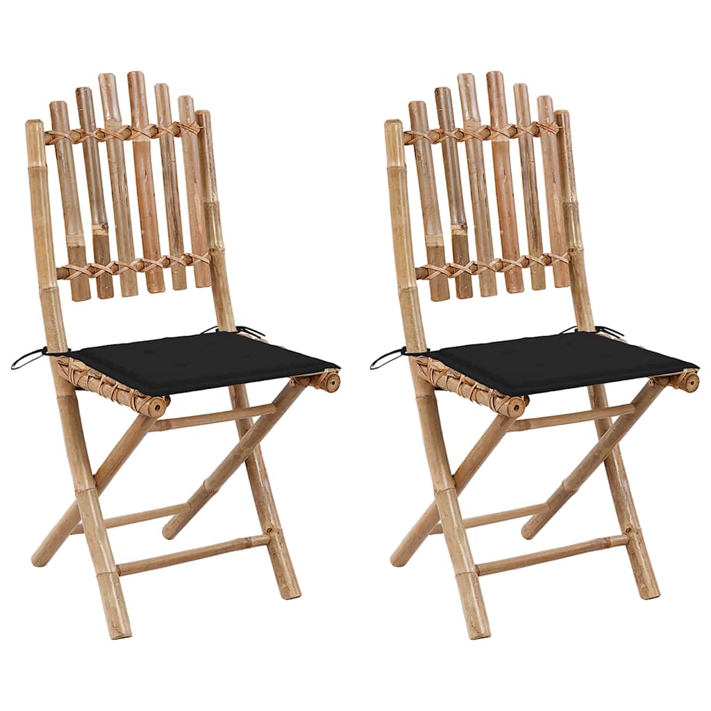 vidaXL Cadeiras de jardim dobráveis c/ almofadões 2 pcs bambu