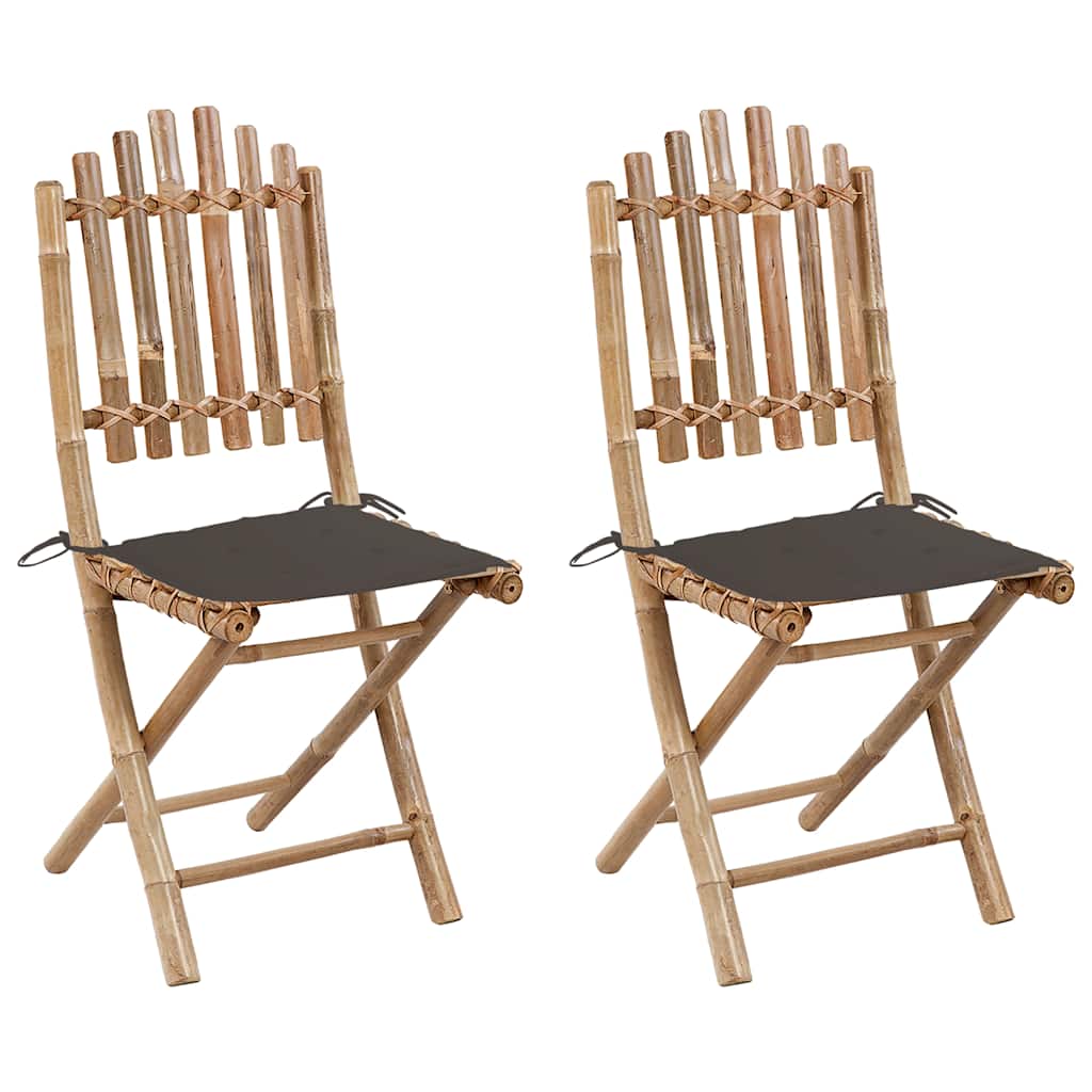 vidaXL Cadeiras de jardim dobráveis c/ almofadões 2 pcs bambu