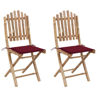 vidaXL Cadeiras de jardim dobráveis c/ almofadões 2 pcs bambu