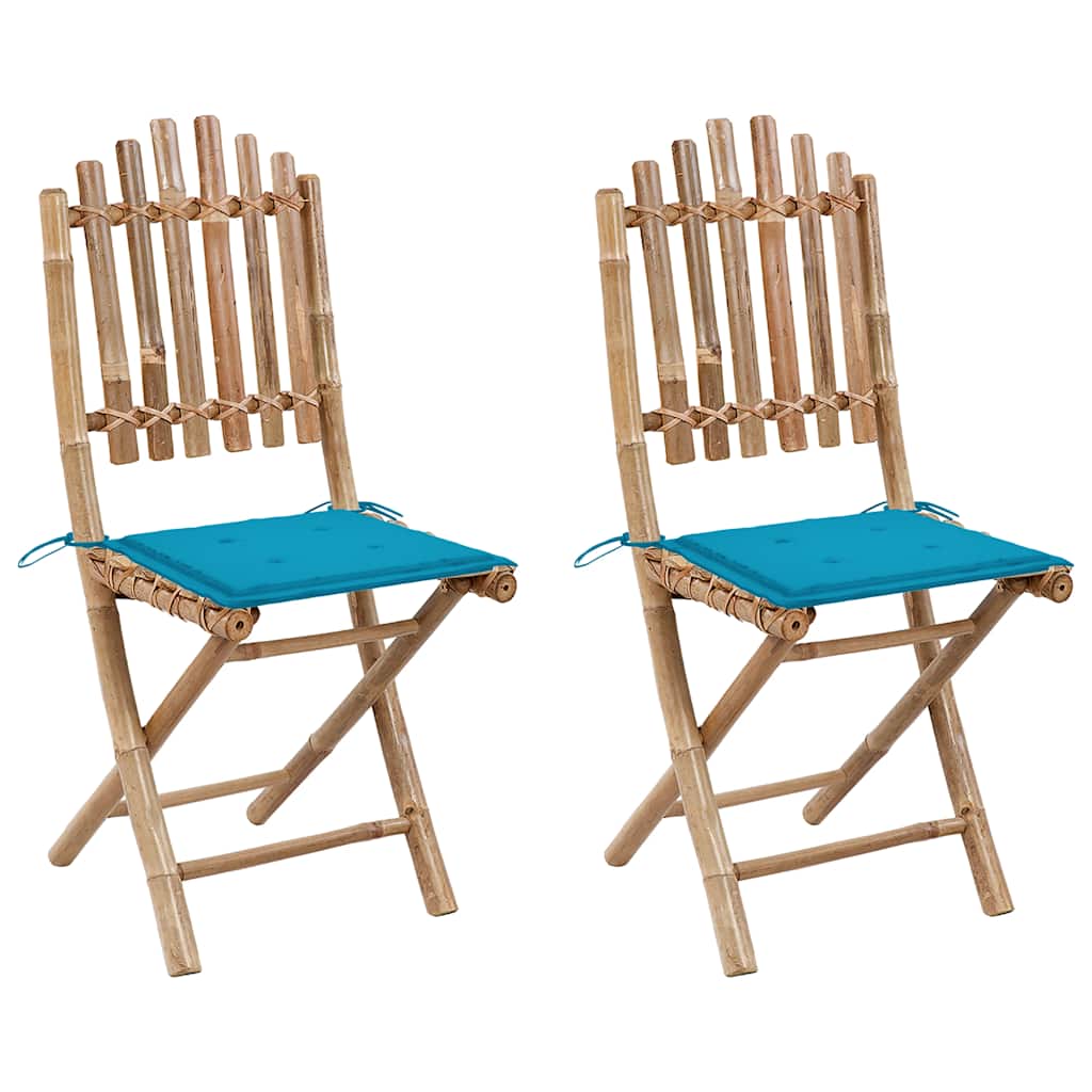 vidaXL Cadeiras de jardim dobráveis c/ almofadões 2 pcs bambu
