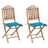 vidaXL Cadeiras de jardim dobráveis c/ almofadões 2 pcs bambu