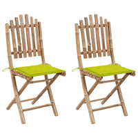 vidaXL Cadeiras de jardim dobráveis c/ almofadões 2 pcs bambu