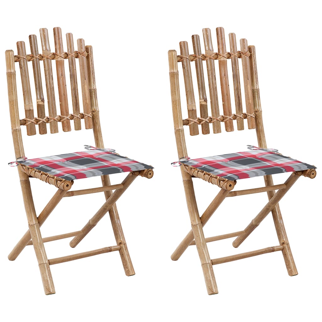 vidaXL Cadeiras de jardim dobráveis c/ almofadões 2 pcs bambu