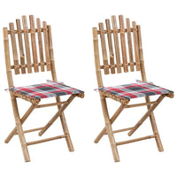 vidaXL Cadeiras de jardim dobráveis c/ almofadões 2 pcs bambu