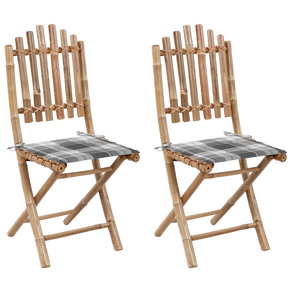 vidaXL Cadeiras de jardim dobráveis c/ almofadões 2 pcs bambu
