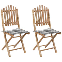 vidaXL Cadeiras de jardim dobráveis c/ almofadões 2 pcs bambu