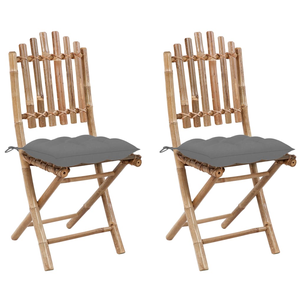 vidaXL Cadeiras de jardim dobráveis c/ almofadões 2 pcs bambu