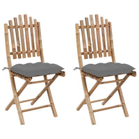 vidaXL Cadeiras de jardim dobráveis c/ almofadões 2 pcs bambu