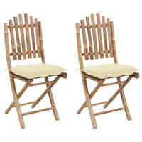 vidaXL Cadeiras de jardim dobráveis c/ almofadões 2 pcs bambu