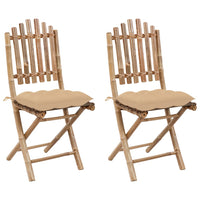 vidaXL Cadeiras de jardim dobráveis c/ almofadões 2 pcs bambu