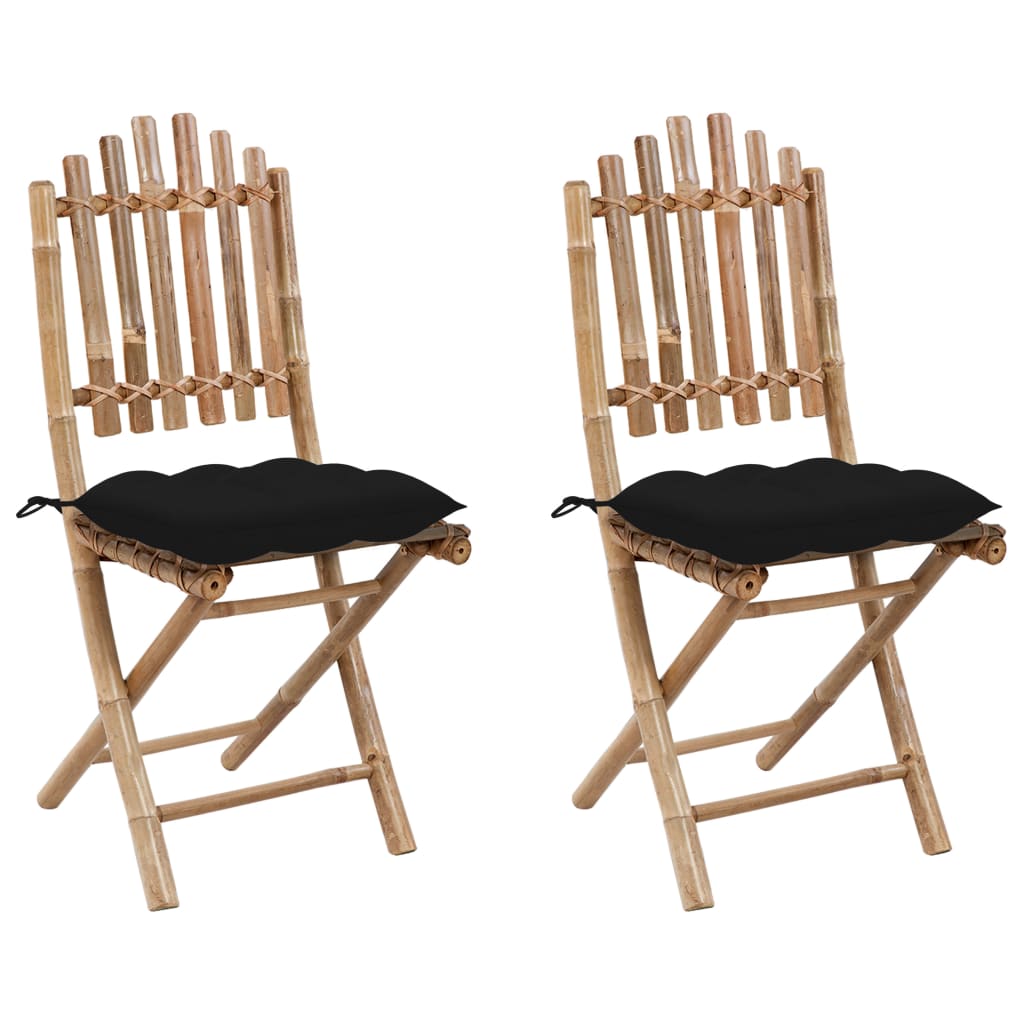 vidaXL Cadeiras de jardim dobráveis c/ almofadões 2 pcs bambu