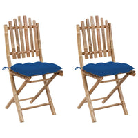 vidaXL Cadeiras de jardim dobráveis c/ almofadões 2 pcs bambu