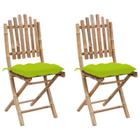 vidaXL Cadeiras de jardim dobráveis c/ almofadões 2 pcs bambu
