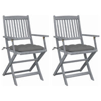 vidaXL Cadeiras exterior dobráveis c/ almofadões 2 pcs acácia maciça