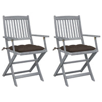 vidaXL Cadeiras exterior dobráveis c/ almofadões 2 pcs acácia maciça