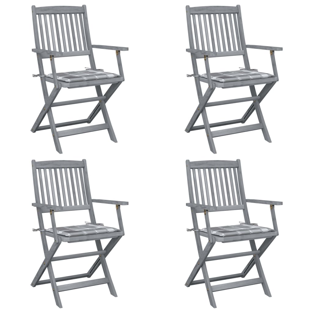 vidaXL Cadeiras exterior dobráveis c/ almofadões 2 pcs acácia maciça