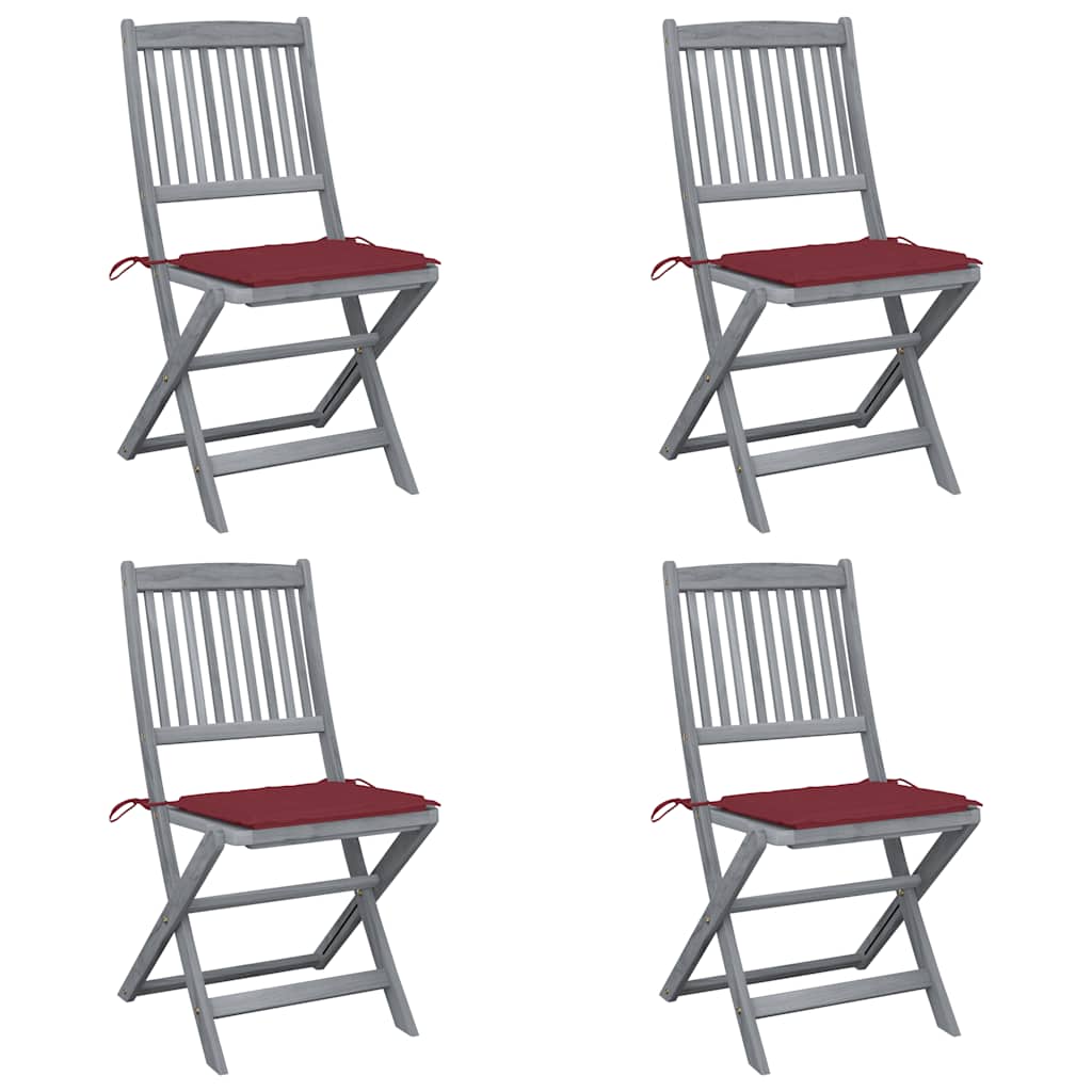 vidaXL Cadeiras exterior dobráveis c/ almofadões 2 pcs acácia maciça