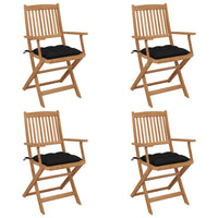 vidaXL Cadeiras de jardim dobráveis c/ almofadões 2 pcs acácia maciça