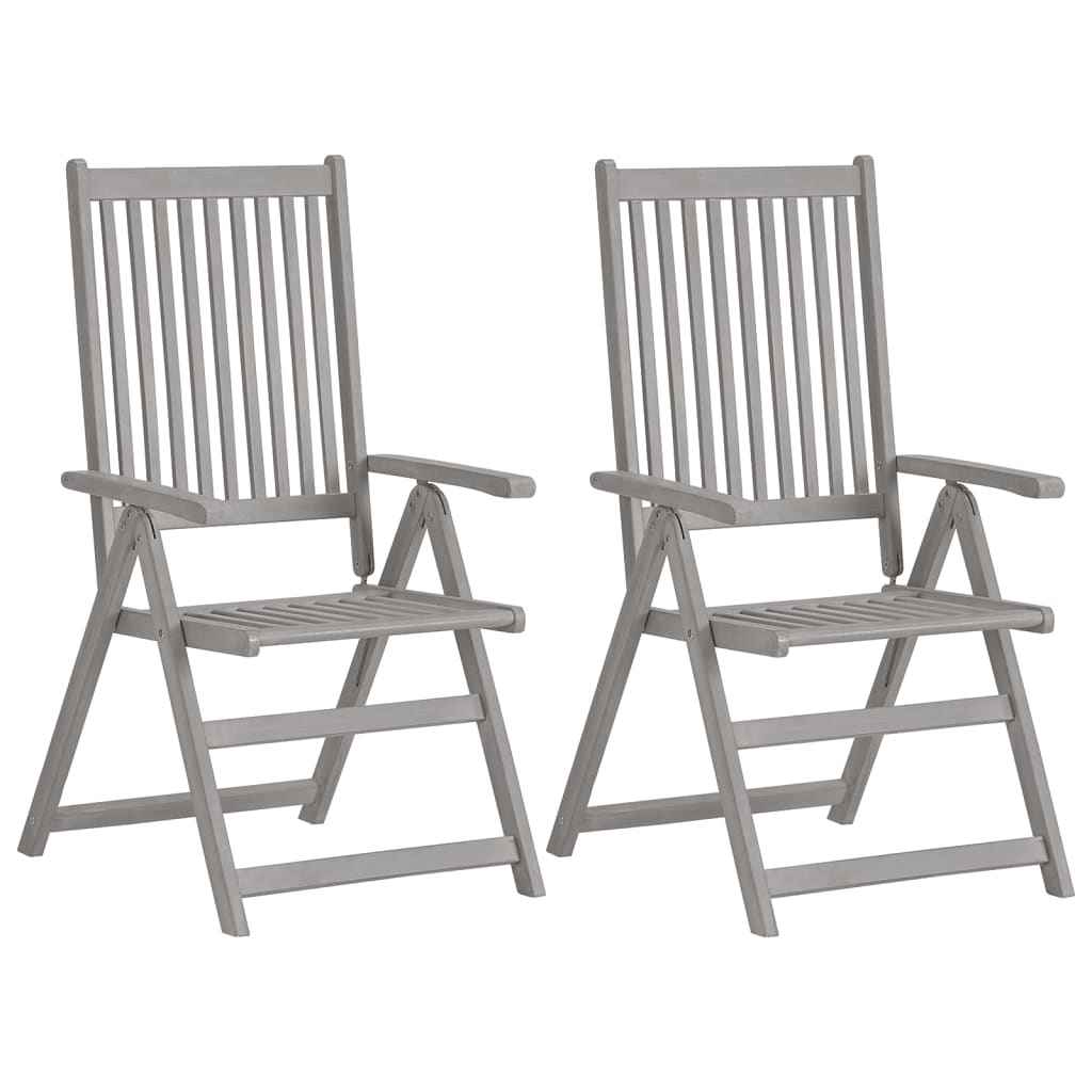 vidaXL Cadeiras jardim reclináveis c/ almofadões 2 pcs acácia maciça