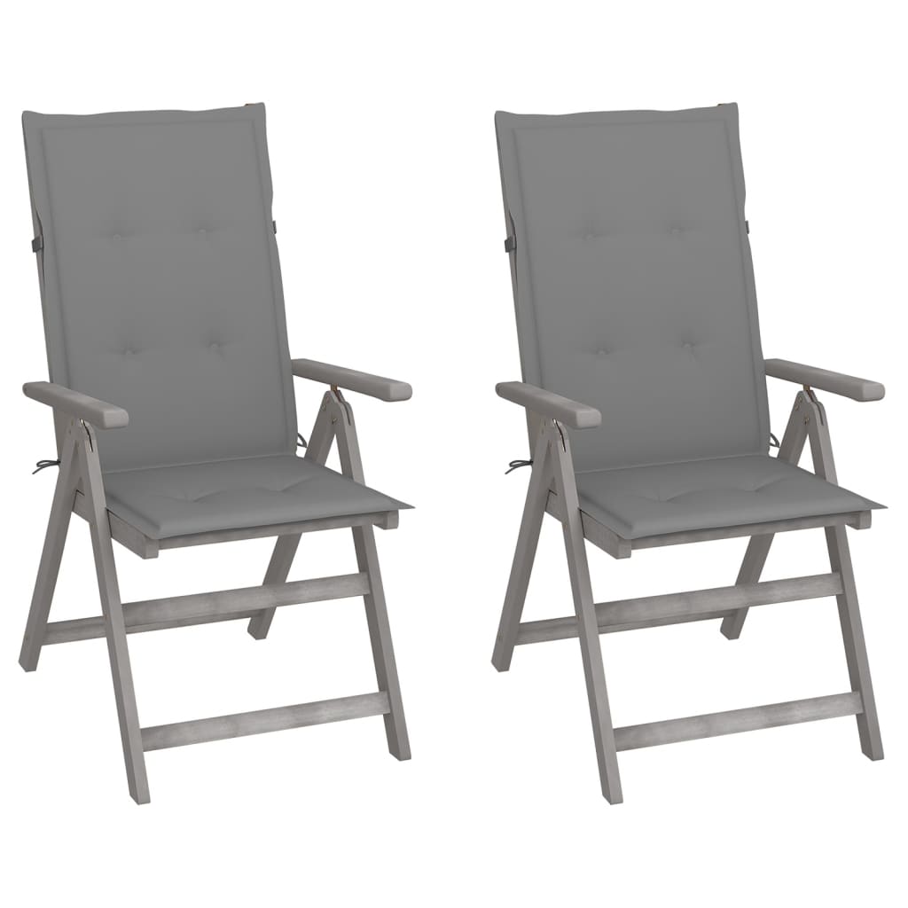vidaXL Cadeiras jardim reclináveis c/ almofadões 2 pcs acácia maciça