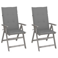 vidaXL Cadeiras jardim reclináveis c/ almofadões 2 pcs acácia maciça