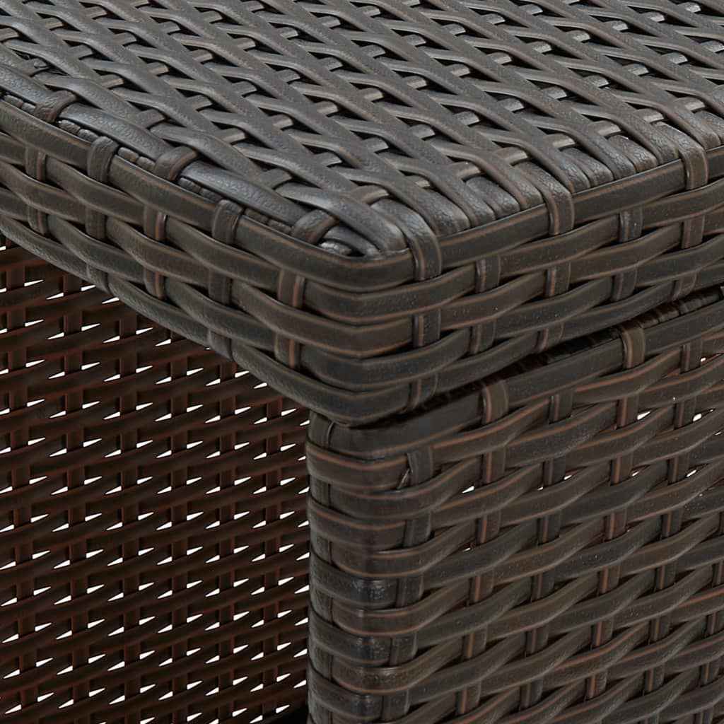 vidaXL 5 pcs conjunto de bar p/ jardim com almofadões vime PE castanho