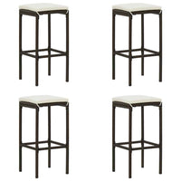 vidaXL 5 pcs conjunto de bar p/ jardim com almofadões vime PE castanho