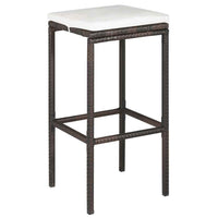 vidaXL 5 pcs conjunto de bar p/ jardim com almofadões vime PE castanho