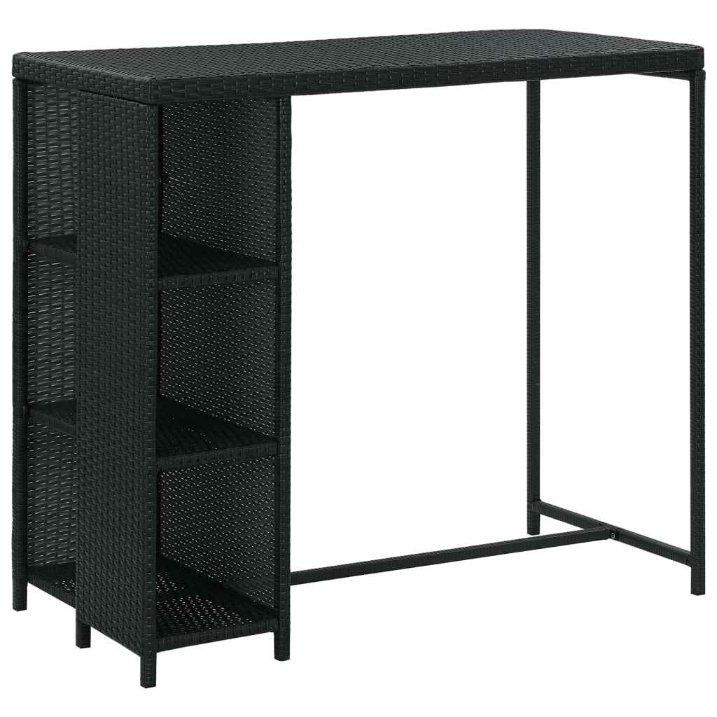 vidaXL 5 pcs conjunto de bar p/ jardim c/ almofadões vime PE preto