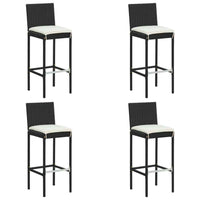vidaXL 5 pcs conjunto de bar p/ jardim c/ almofadões vime PE preto