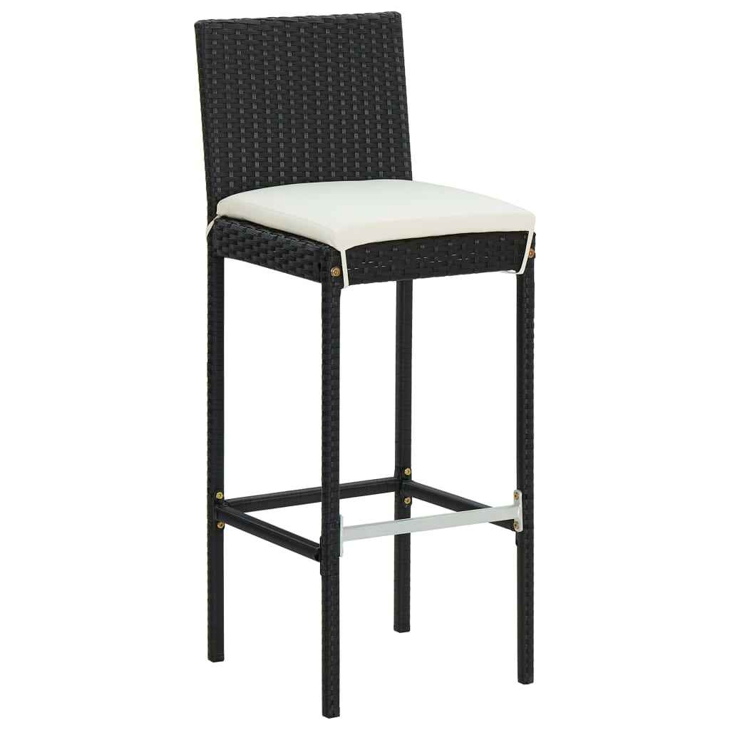 vidaXL 5 pcs conjunto de bar p/ jardim c/ almofadões vime PE preto