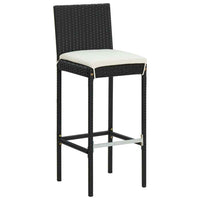 vidaXL 5 pcs conjunto de bar p/ jardim c/ almofadões vime PE preto