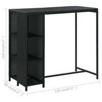 vidaXL 5 pcs conjunto de bar p/ jardim c/ almofadões vime PE preto