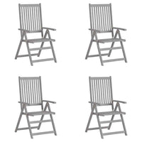 vidaXL Cadeiras jardim reclináveis 4 pcs madeira acácia maciça cinza