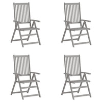 vidaXL Cadeiras jardim reclináveis 4 pcs madeira acácia maciça cinza